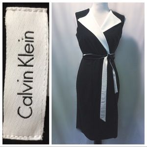 Like New ~ CK Tuxedo Inspired Faux Wrap Dress - 4